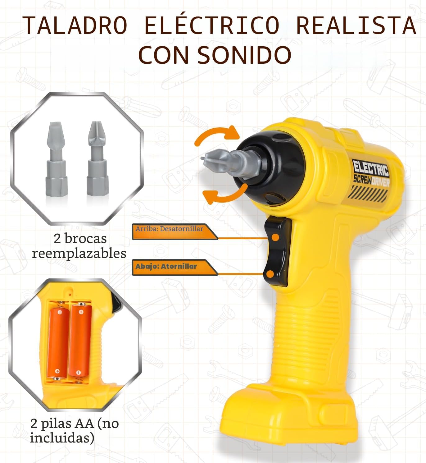Lehoo Castle - Banco de herramientas para niños con taladro eléctri...