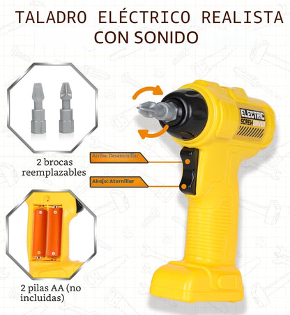 Lehoo Castle - Banco de herramientas para niños con taladro eléctri...