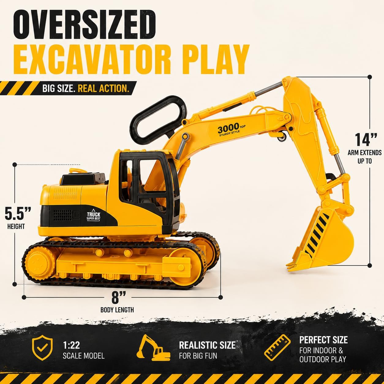 Juguete de excavadora para construcción de tamaño extra grande con...