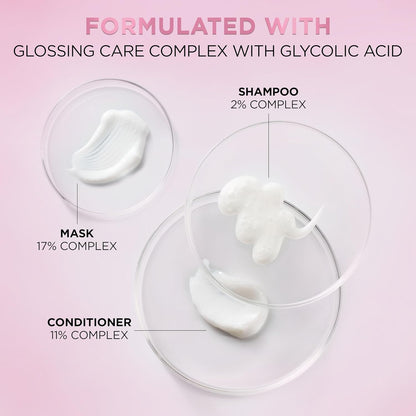 L'Oreal Paris Máscara capilar de laminación Glossing con ácido glicólico, tratamiento capilar para un brillo duradero y suavidad para cabello opaco y seco, EverPure, 5.1 onzas líquidas
