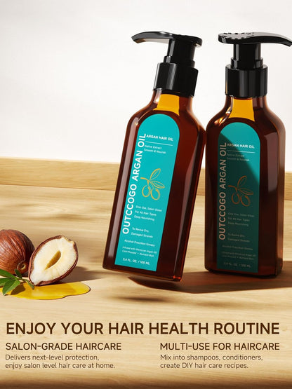 Outccogo Aceite de argán marroquí, aceite para el cabello encrespad...