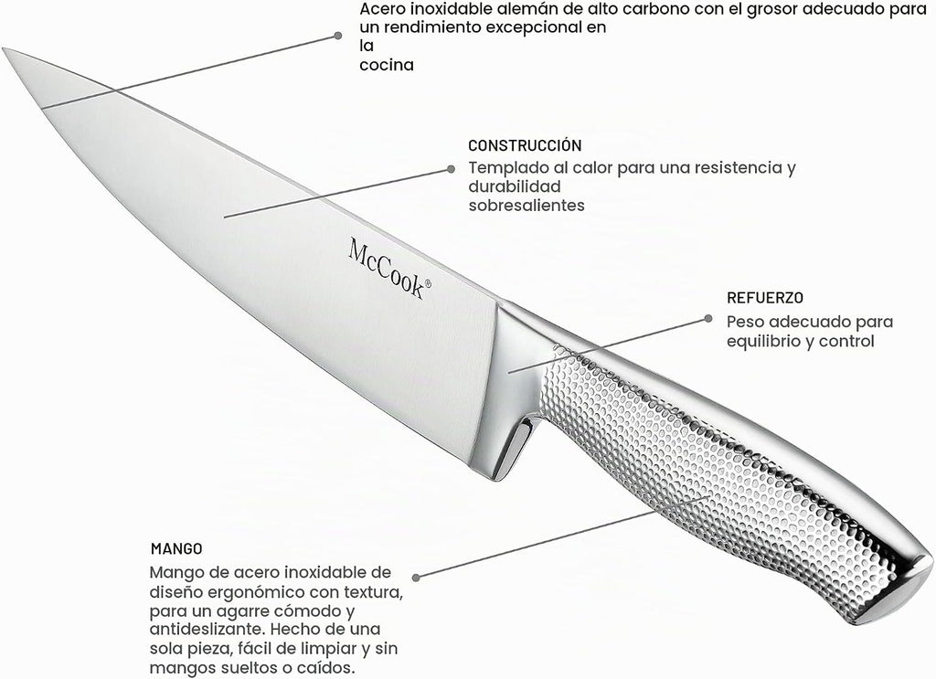 McCook Juego de cuchillos de cocina afilados con afilador incorpora...