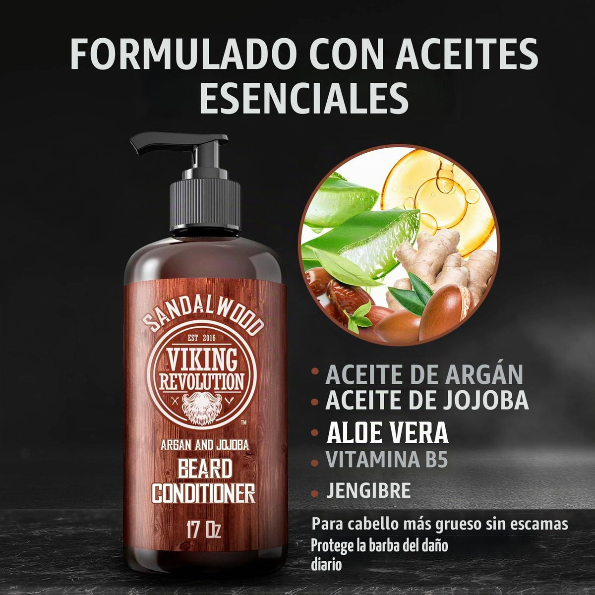 Viking Revolution Acondicionador para barba - Sándalo - 17 oz | For...
