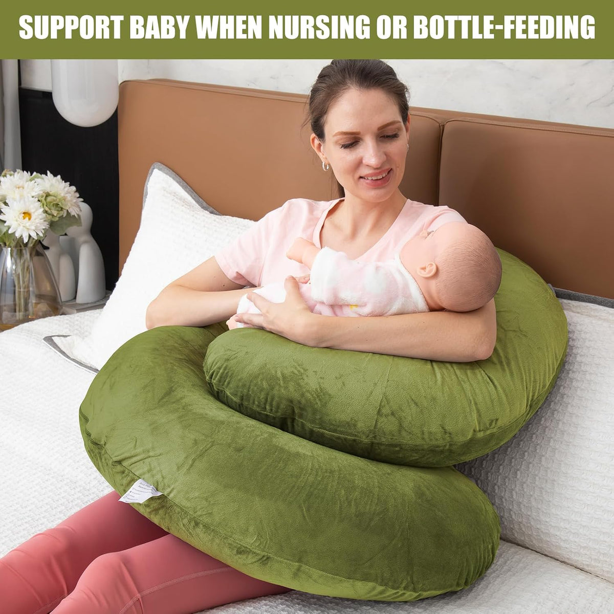 1 MIDDLE ONE Almohada de embarazo, almohada de cuerpo completo en f...