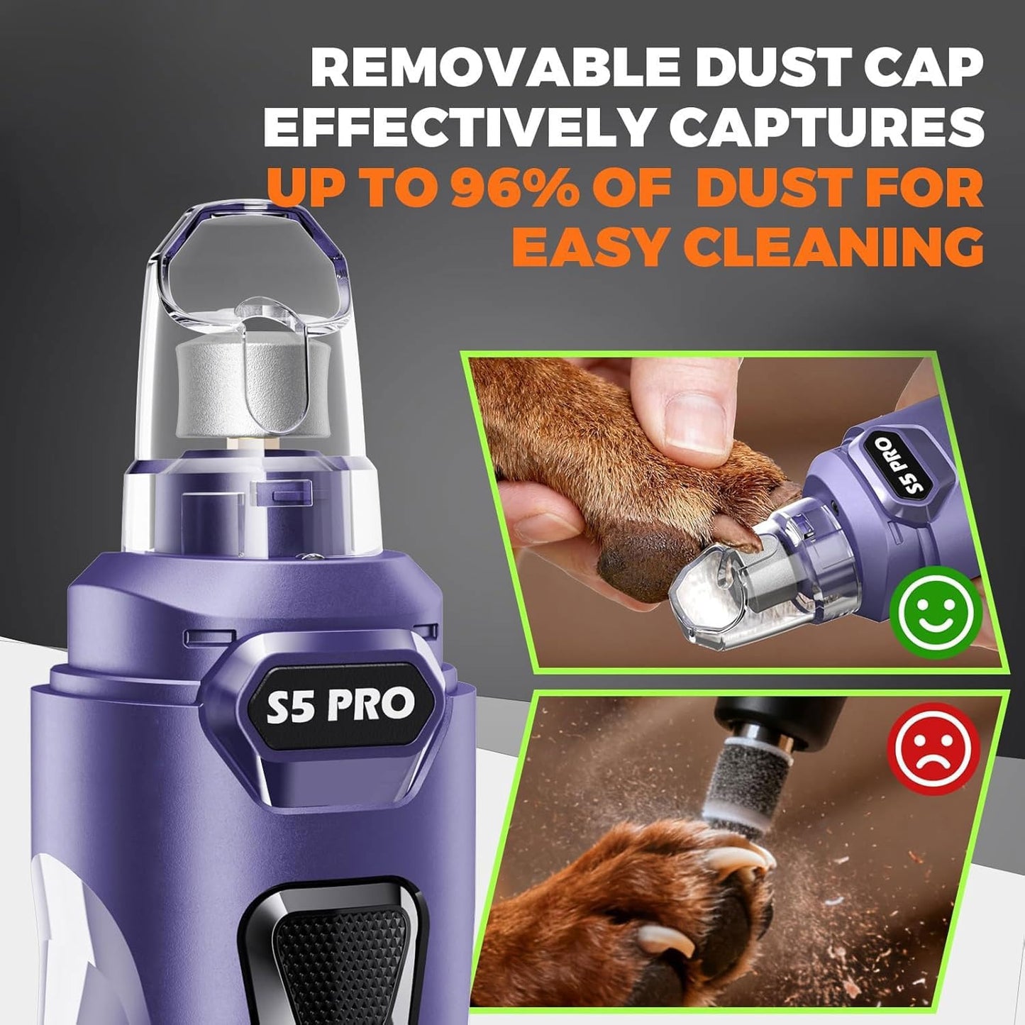 Whisper - Molinillo de uñas silencioso para perros, seguro y sin es...