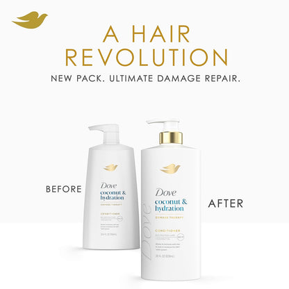 Dove Acondicionador de coco e hidratación para cabello seco con tecnología de cuidado de bio-proteínas y aceite de coco, 28 onzas líquidas