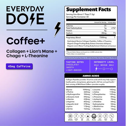 Everyday Dose Café de hongos adaptogénico prémium con colágeno alim...