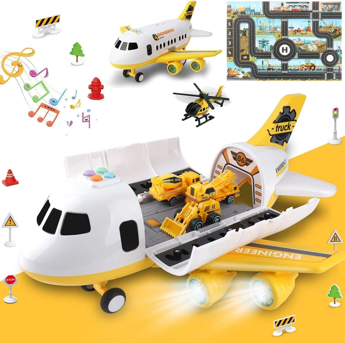 Dwi Dowellin Juego de juguetes de construcción de avión\/alfombra d...