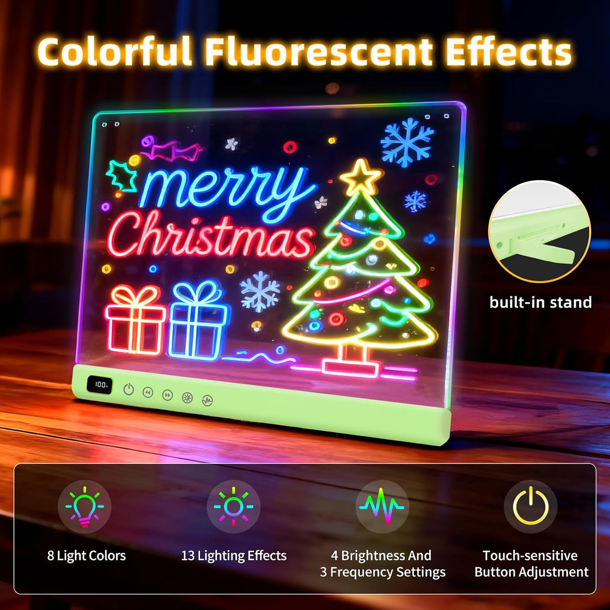 Lumiboard Tablero de dibujo LED con 13 efectos de luz, tablero de n...