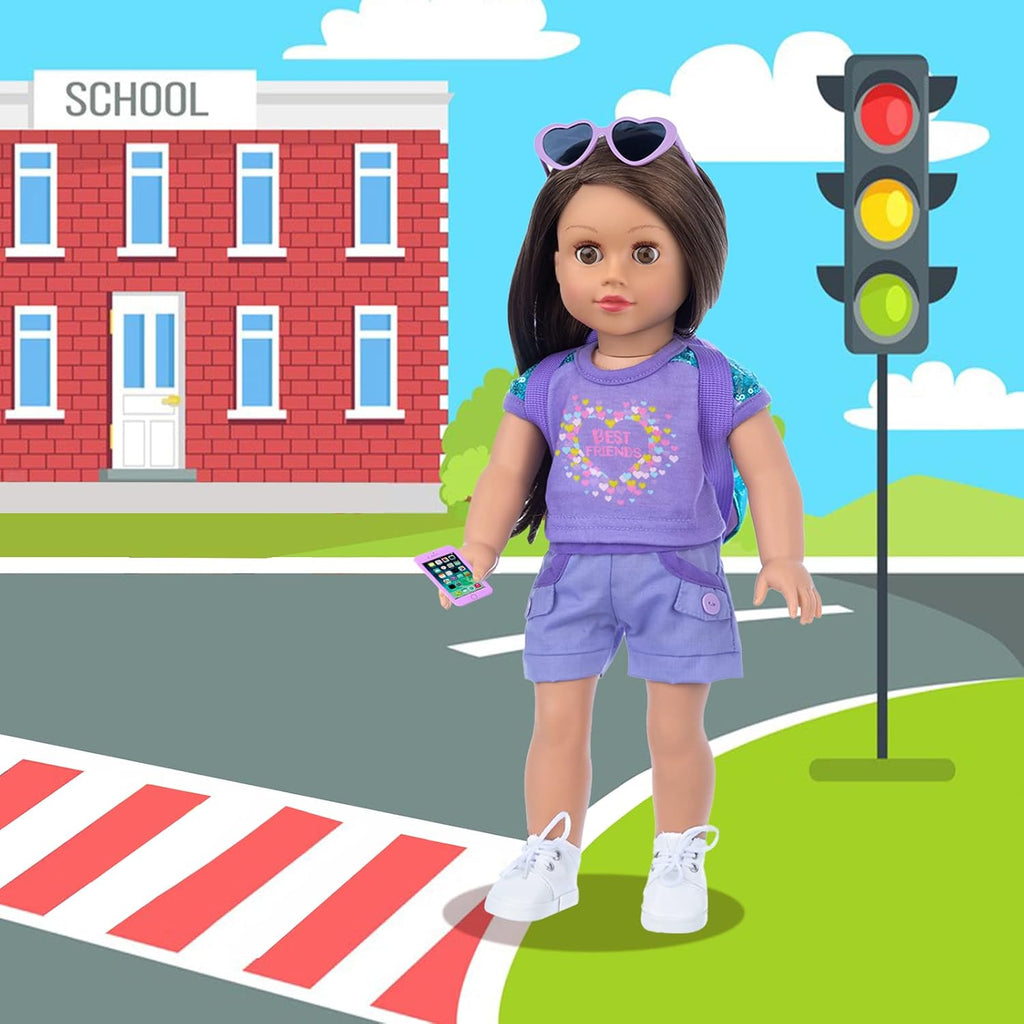18INDC Conjunto de ropa y accesorios para muñeca de niña de 18 pulg...