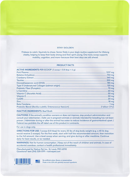 Native Pet Vitaminas y suplementos diarios para perros mayores \u20...