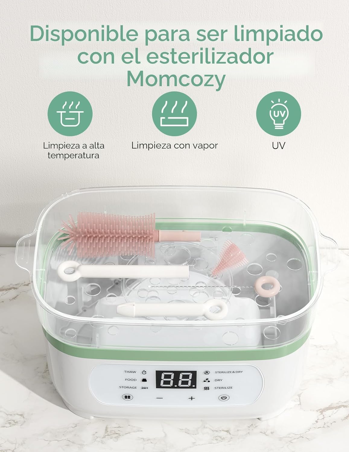 Momcozy Juego de Cepillos para Biberones, Kit Limpiador con Cepillo...