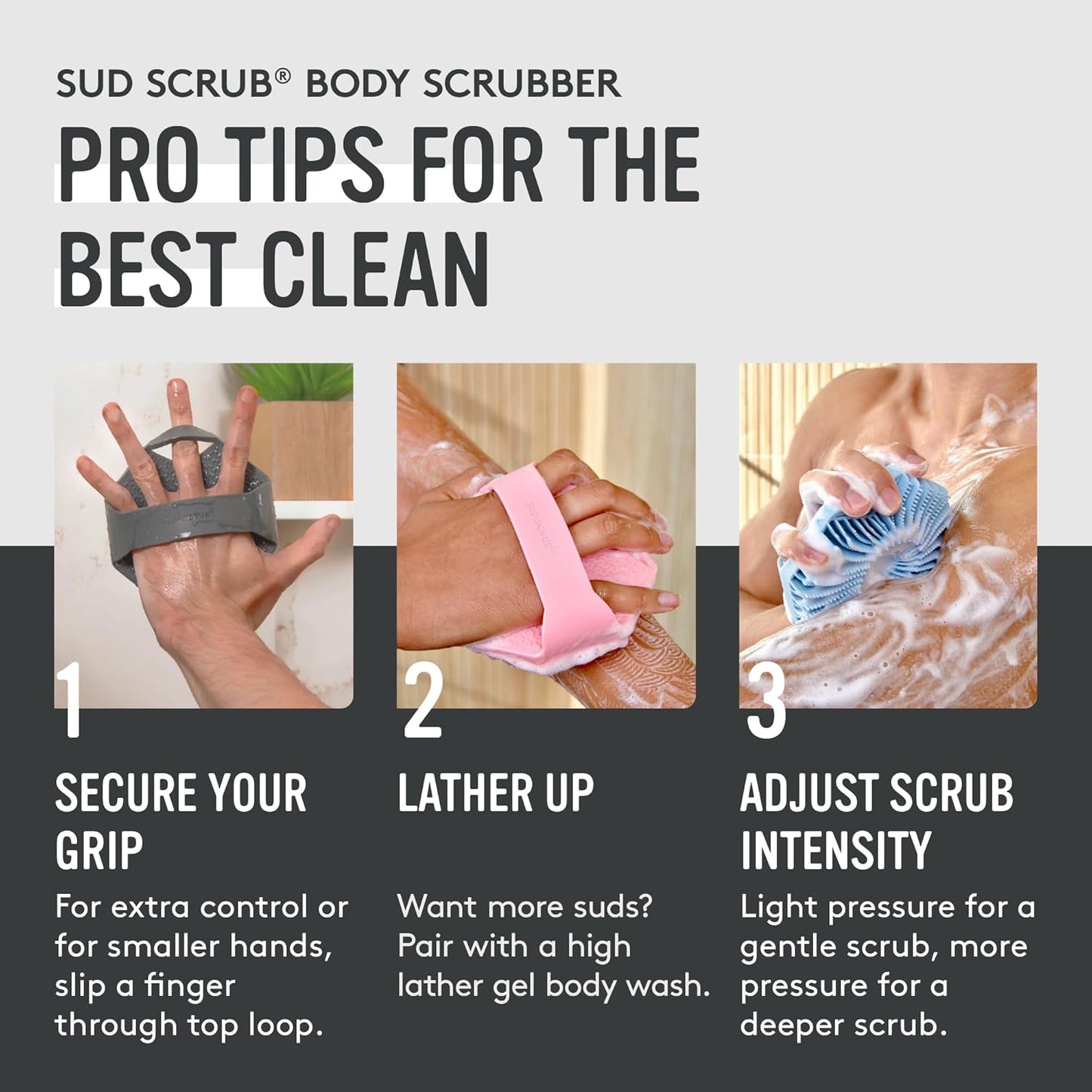 Sud Scrub® Exfoliante corporal de silicona antimicrobiana, cepillo...