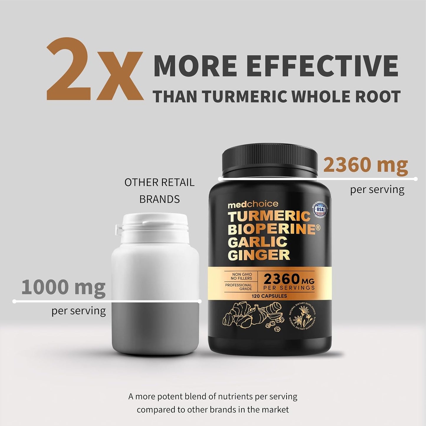 Suplementos 4 en 1 de cúrcuma y ajo con BioPerine \u2013 Cápsulas d...