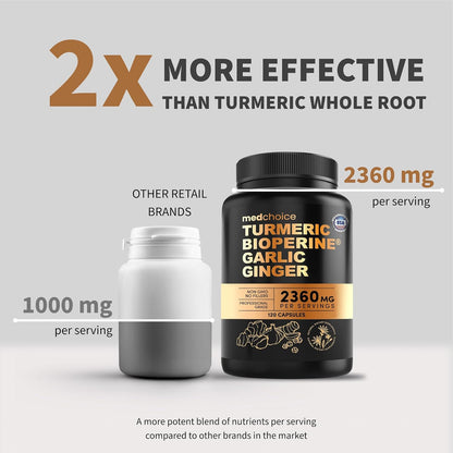 Suplementos 4 en 1 de cúrcuma y ajo con BioPerine \u2013 Cápsulas d...