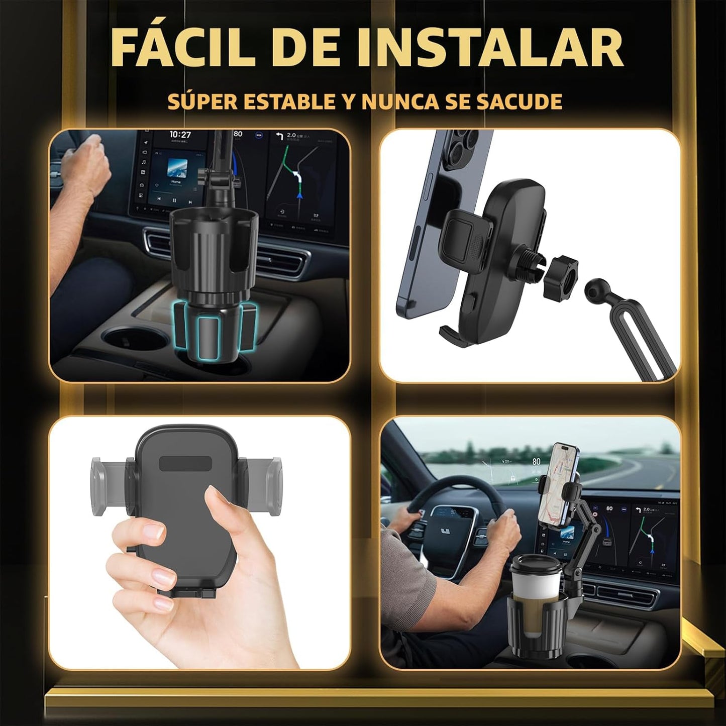 Soportes de teléfono para tu coche, expansor de portavasos universa...