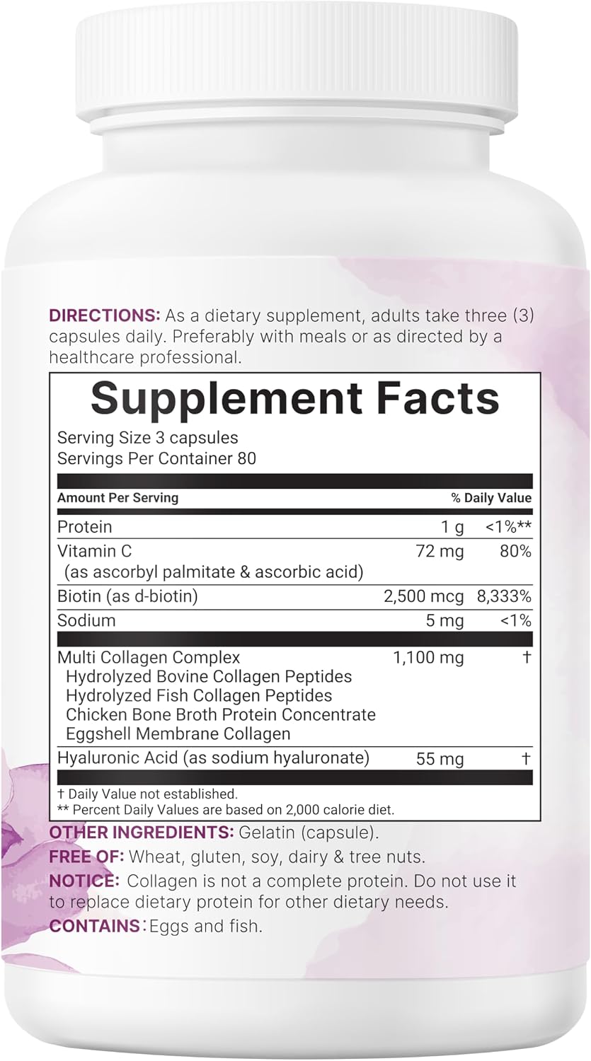 Micro Ingredients Paquete de 2 píldoras de colágeno múltiple para m...