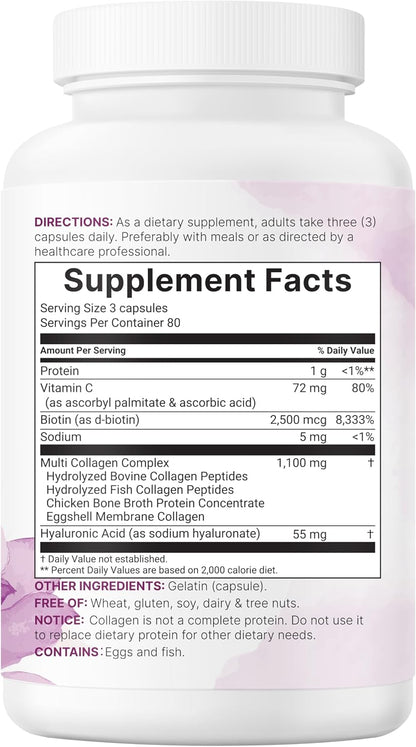 Micro Ingredients Paquete de 2 píldoras de colágeno múltiple para m...
