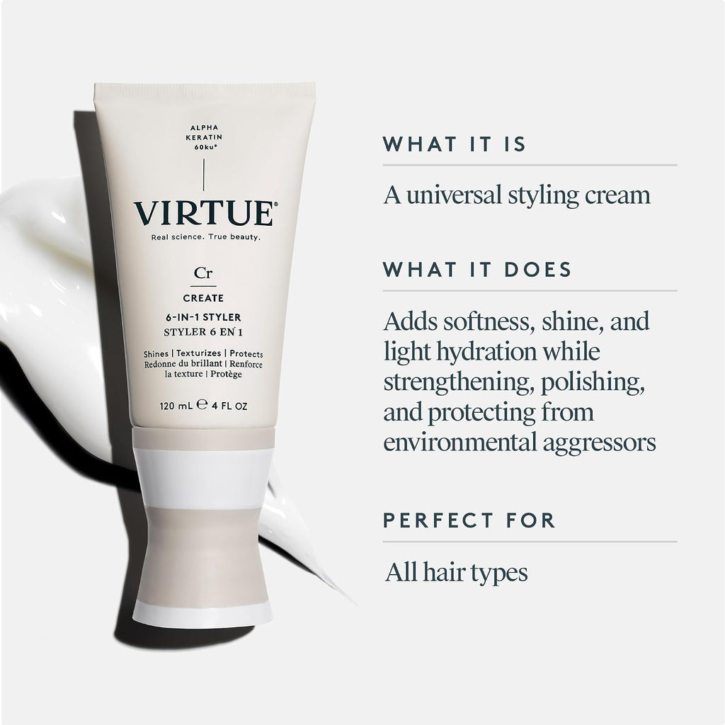 Virtue 6-en-1 Estilizador de Cabello, Crema de Peinado con Protecci...