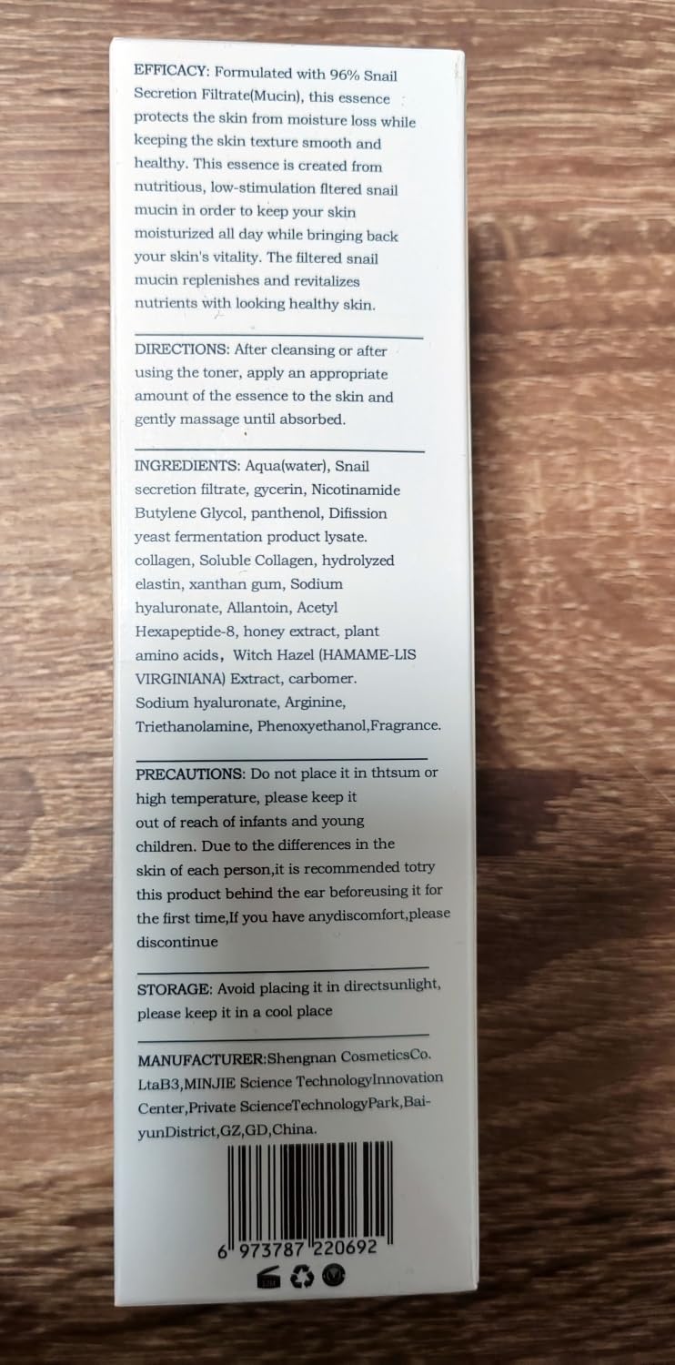 Esencia reparadora de energía de mucina de caracol, con 96.3% de filtración de secreción de caracol, repone los poros de encogimiento de agua, suero hidratante para arrugas de la cara, líneas