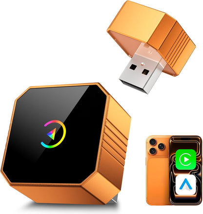 Mini adaptador inalámbrico CarPlay 2026 con cable a inalámbrico para CarPlay y Android Auto, Plug and Play, conexión estable con latencia cero, compatible con iPhone iOS 10+Android 11+