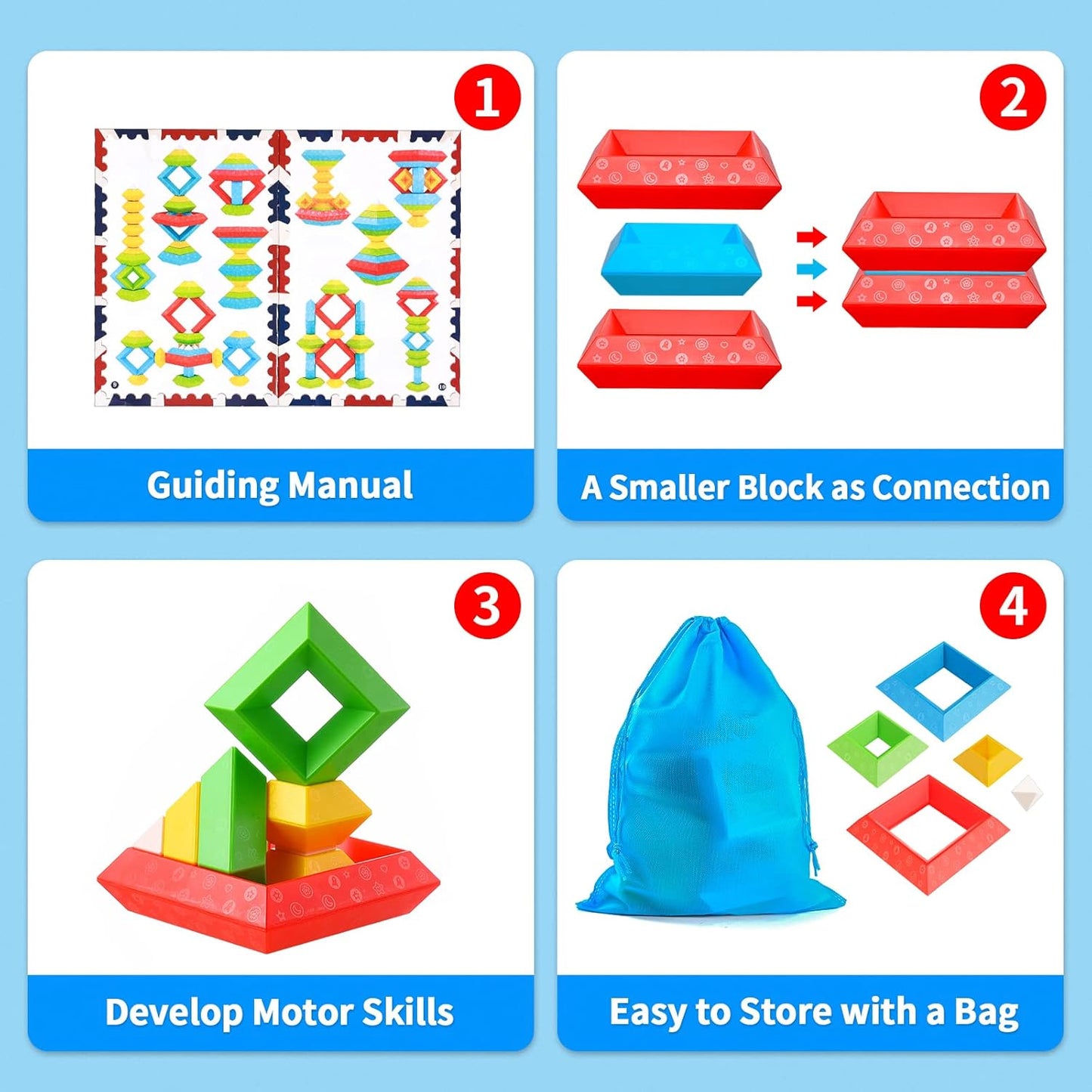 Juguetes Montessori para niños y niñas de 1, 2, 3, 4 años, actividades de aprendizaje preescolar, 30 piezas de bloques de construcción, apilables, juguetes educativos, regalos sensoriales STEM