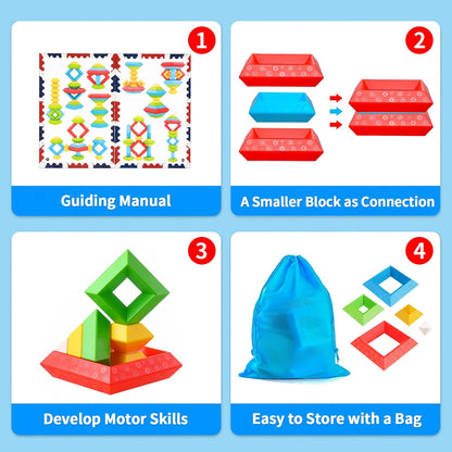 Juguetes Montessori para niños y niñas de 1, 2, 3, 4 años, actividades de aprendizaje preescolar, 30 piezas de bloques de construcción, apilables, juguetes educativos, regalos sensoriales STEM