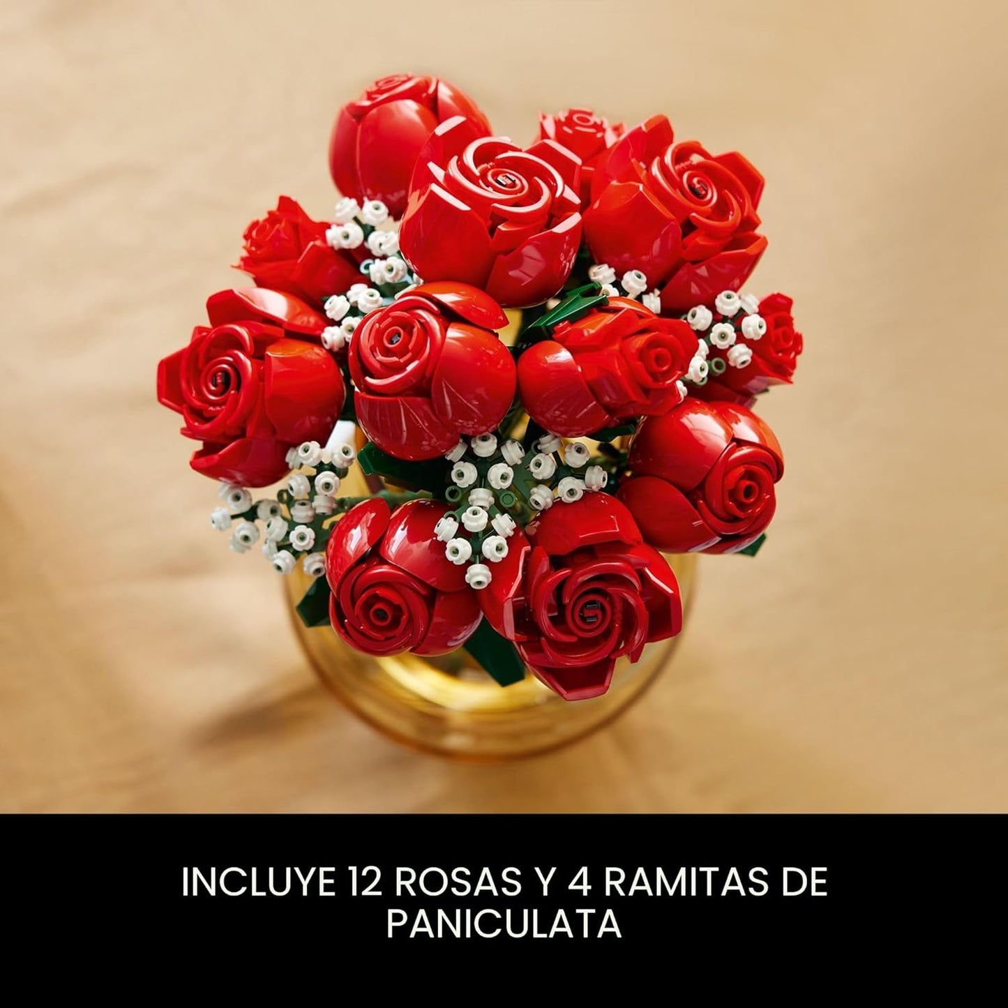LEGO Botanicals - Ramo de rosas artificiales, juego de construcción de rosas rojas falsas para adultos, mayores de 18 años, regalos para el día de San Valentín para ella, decoración del hogar para
