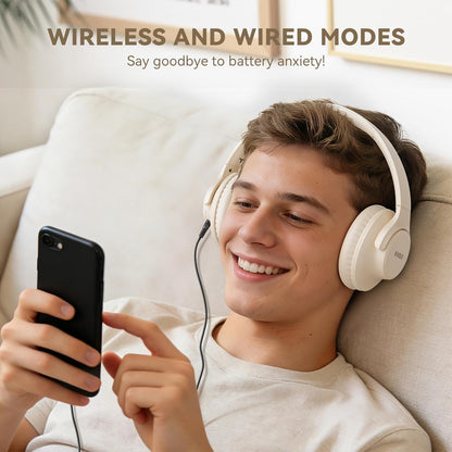 KVIDIO Auriculares Bluetooth sobre la oreja, 65 horas de reproducci...