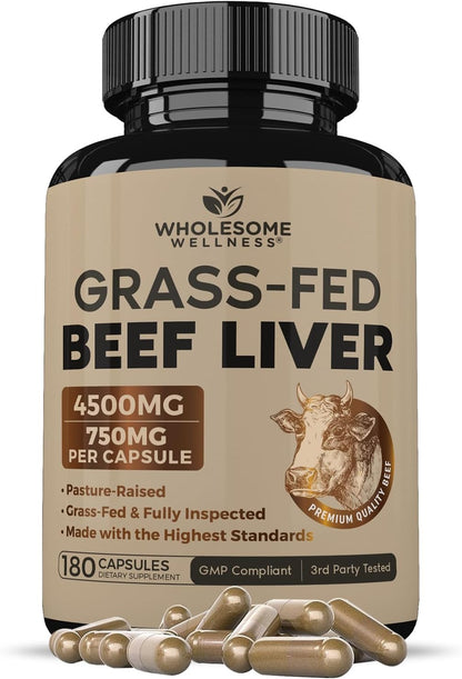Wholesome Wellness Cápsulas de hígado de res alimentado con pasto (...