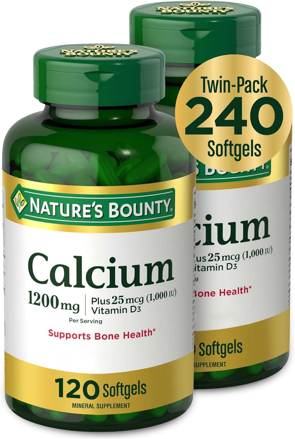 Nature's Bounty Calcio 1200 mg con vitamina D3 - Cápsulas bland...