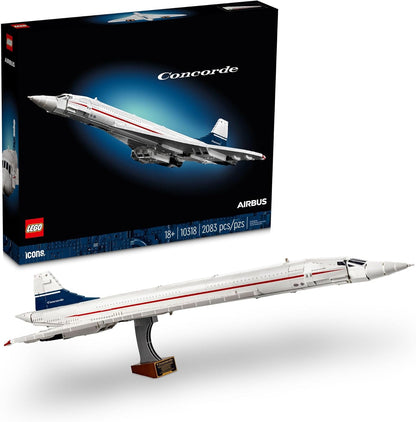 LEGO Icons Concorde Modelo de Avión, Regalo para Adultos, Construye un Modelo Réplica del Avión Comercial Supersónico más Famoso del Mundo con Detalles Auténticos y Piezas Funcionales, 10318