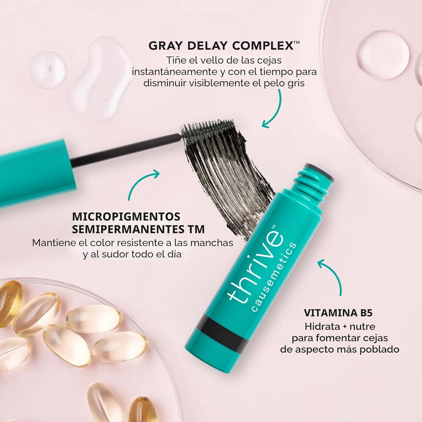 Thrive Causemetics Instant Brow Fix Gel semipermanente para cejas,...