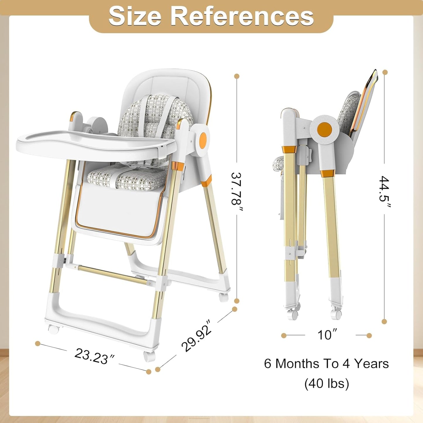 Silla alta plegable para bebés y niños pequeños, columpios portátil...