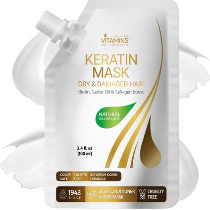 Vitamins Keratina Hair Mask Acondicionador profundo - Reparación de...