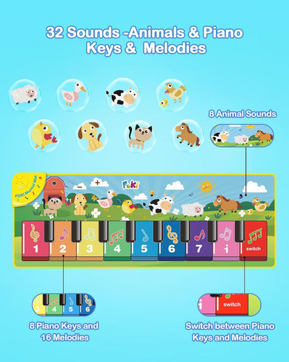 FOKI Tapete de piano de suelo para niños pequeños, juguete educativ...