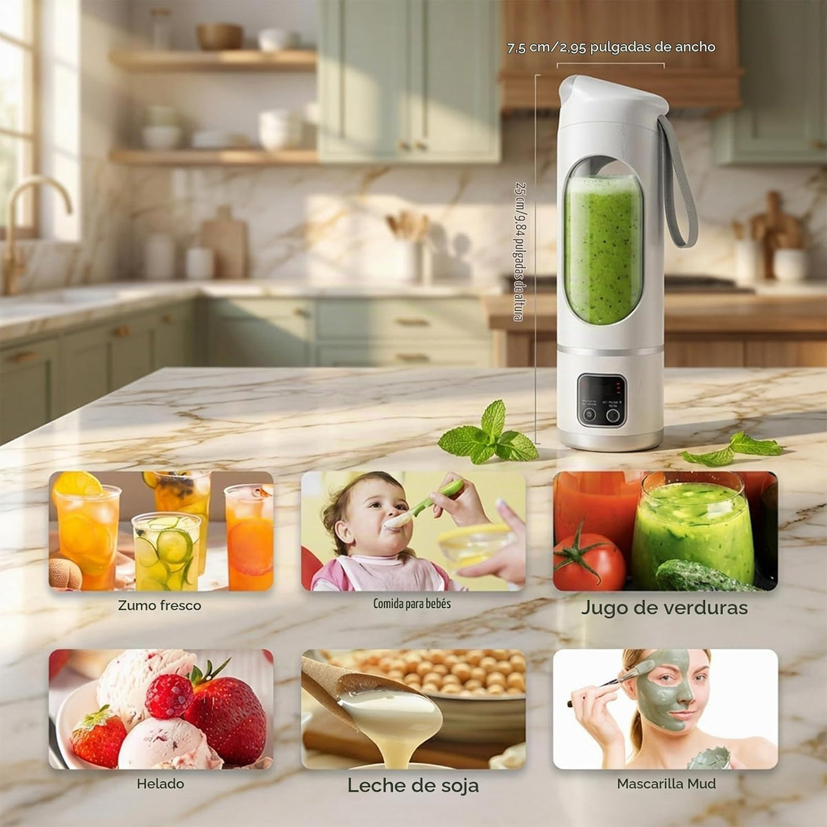 Licuadora personal, exprimidor personal conveniente (blanco) | 12-B...