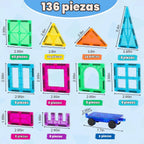 Gemmicc Azulejos magnéticos, de lujo, 136 piezas de bloques de cons...