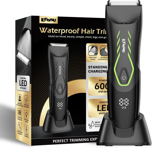 ENSSU Recortadora de pelo corporal para hombres, recortadora de pel...