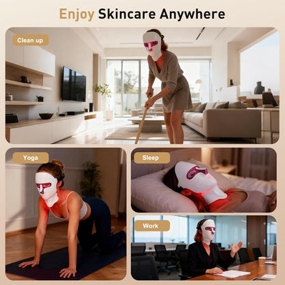 CAMLKE Máscara de terapia de luz roja para cara y cuello, dispositi...