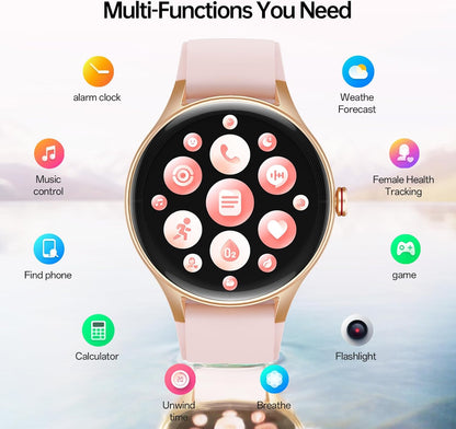 Woneligo Reloj inteligente para mujer, reloj AMOLED de fitness con...
