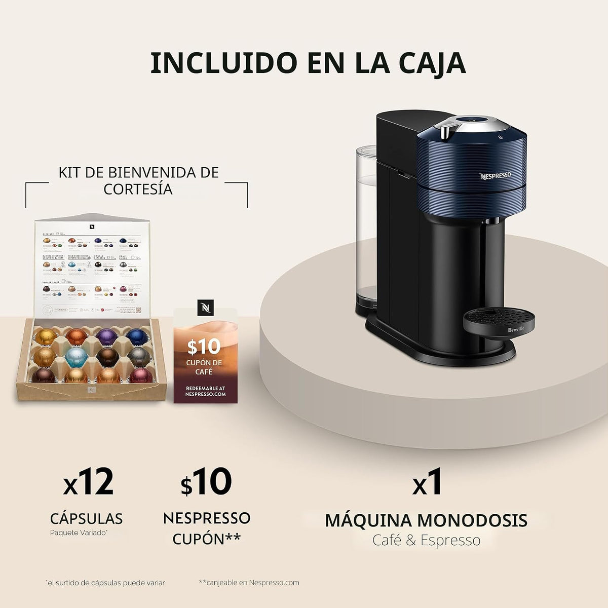Nespresso Vertuo Next - Cafetera para café y espresso de Breville,...