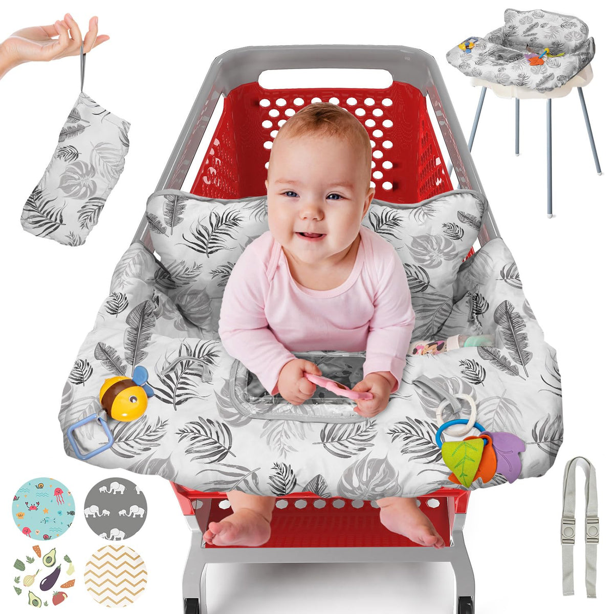 PILLANI Funda para carrito de compras para bebé, funda para silla a...
