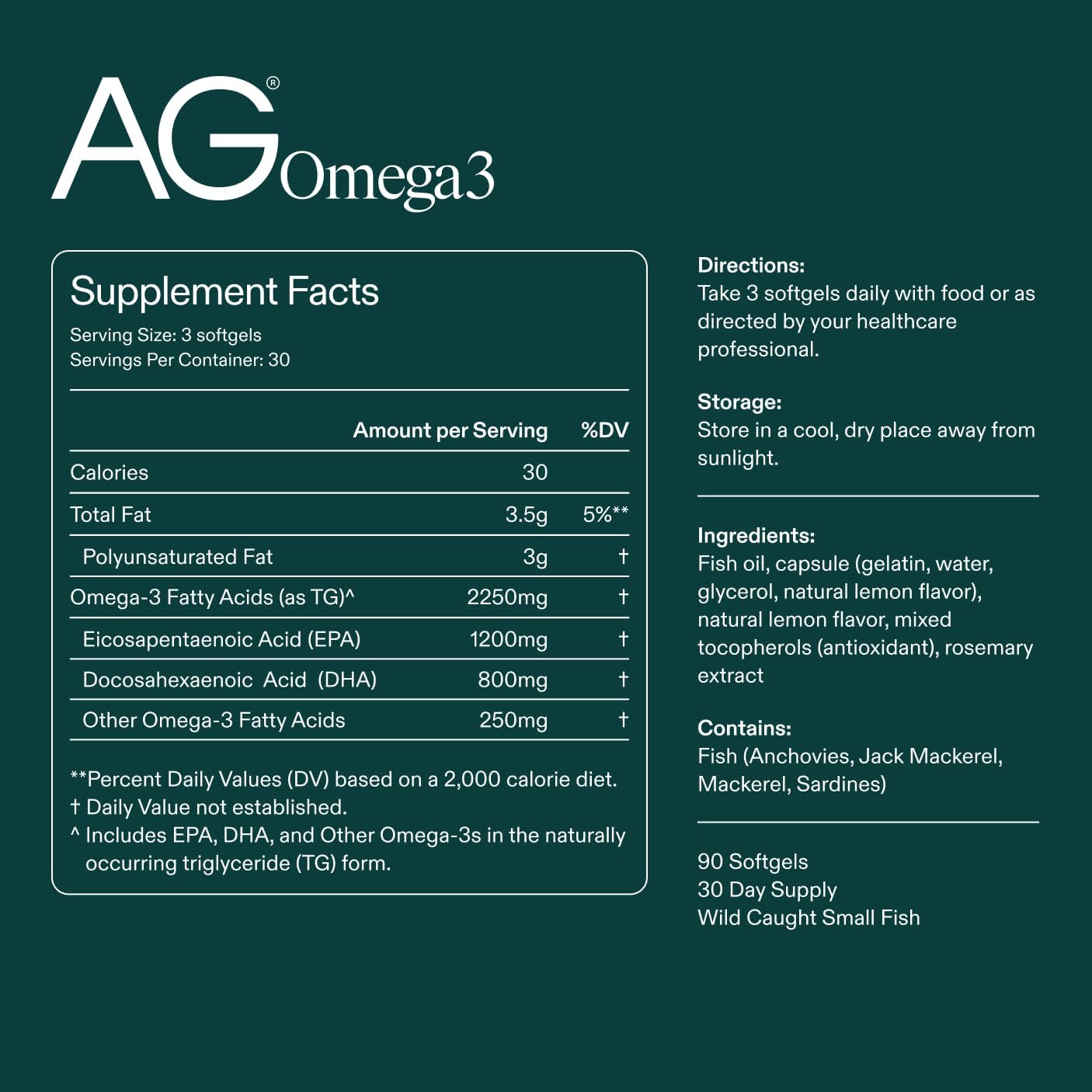 AG1 Cápsulas blandas de aceite de pescado Omega 3 \u2013 2000 mg de...