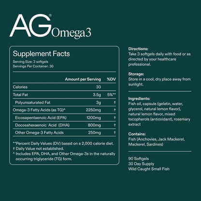AG1 Cápsulas blandas de aceite de pescado Omega 3 \u2013 2000 mg de...