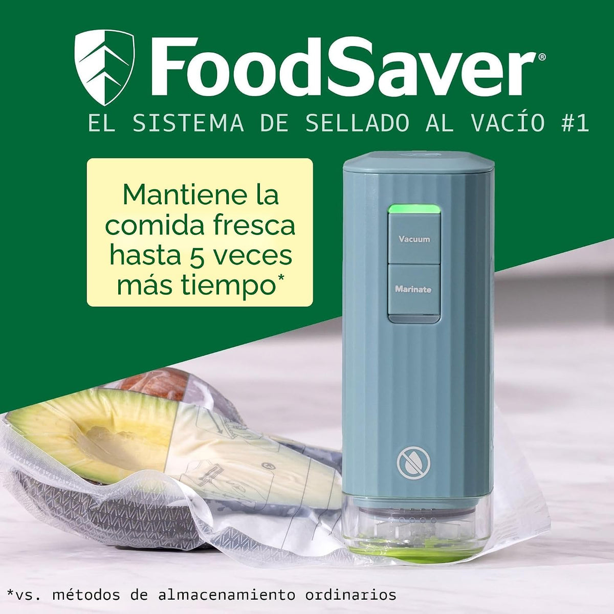 FoodSaver Mini selladora al vacío portátil con configuración de mar...