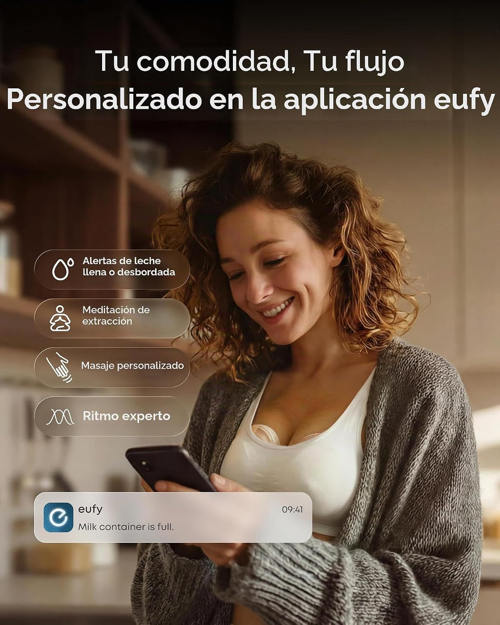 eufy - Extractor de leche portátil con calefacción para masaje S2 P...