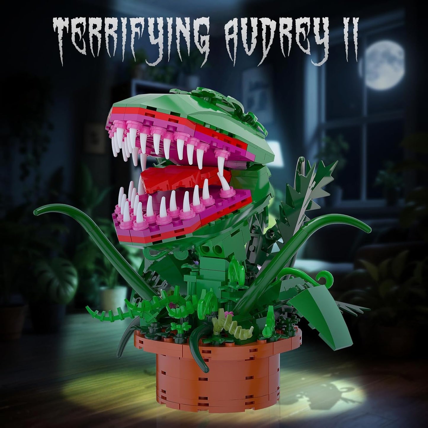 Set de bloques de construcción de Audrey 2 Flor Caníbal, Little Shop of Horrors Planta Piraña con Boca Abrirble, colección de juguetes, regalo de cumpleaños, Navidad, festivo, para fans de TV, niños
