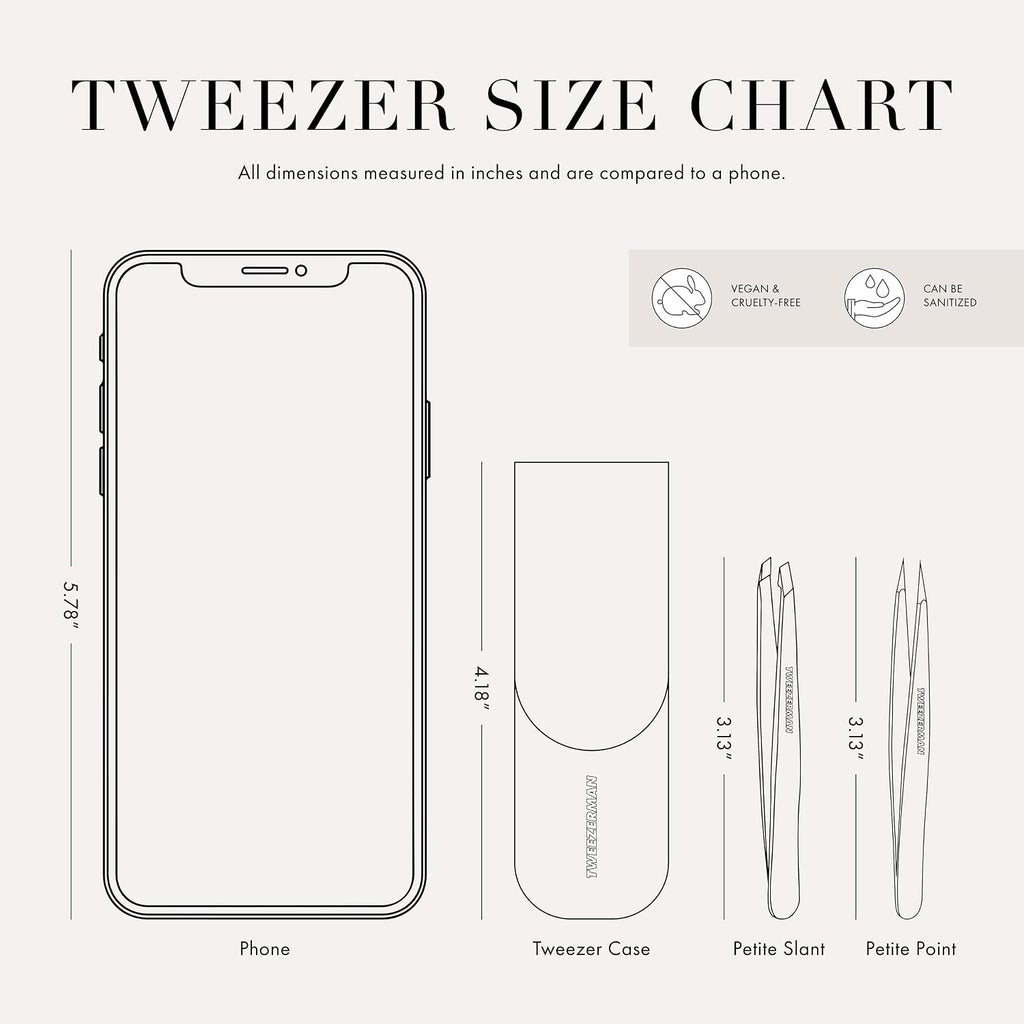 Tweezerman - Juego de pinzas pequeñas para cejas con estuche de via...