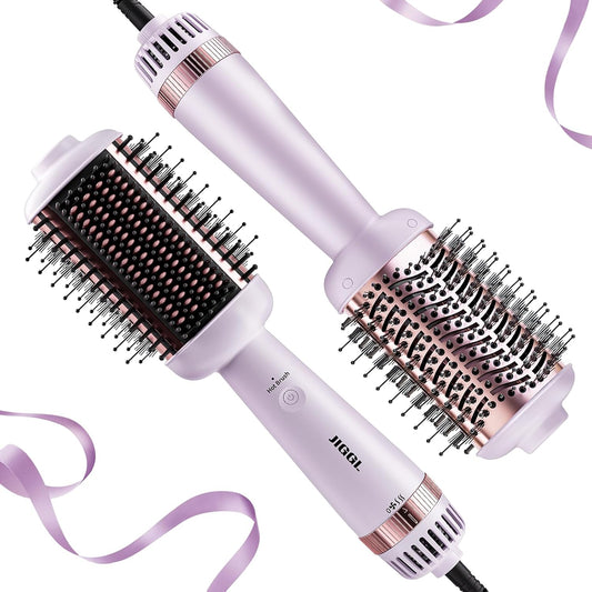 JIGGL Cepillo Alisador Secador de Barril Extra Grande Ovalado: Cepillo Secador de Aire Caliente de Un Paso para Cabello Medio y Largo de Mujeres, Alisado/Suavizado/Secado/Voluminización, Morado
